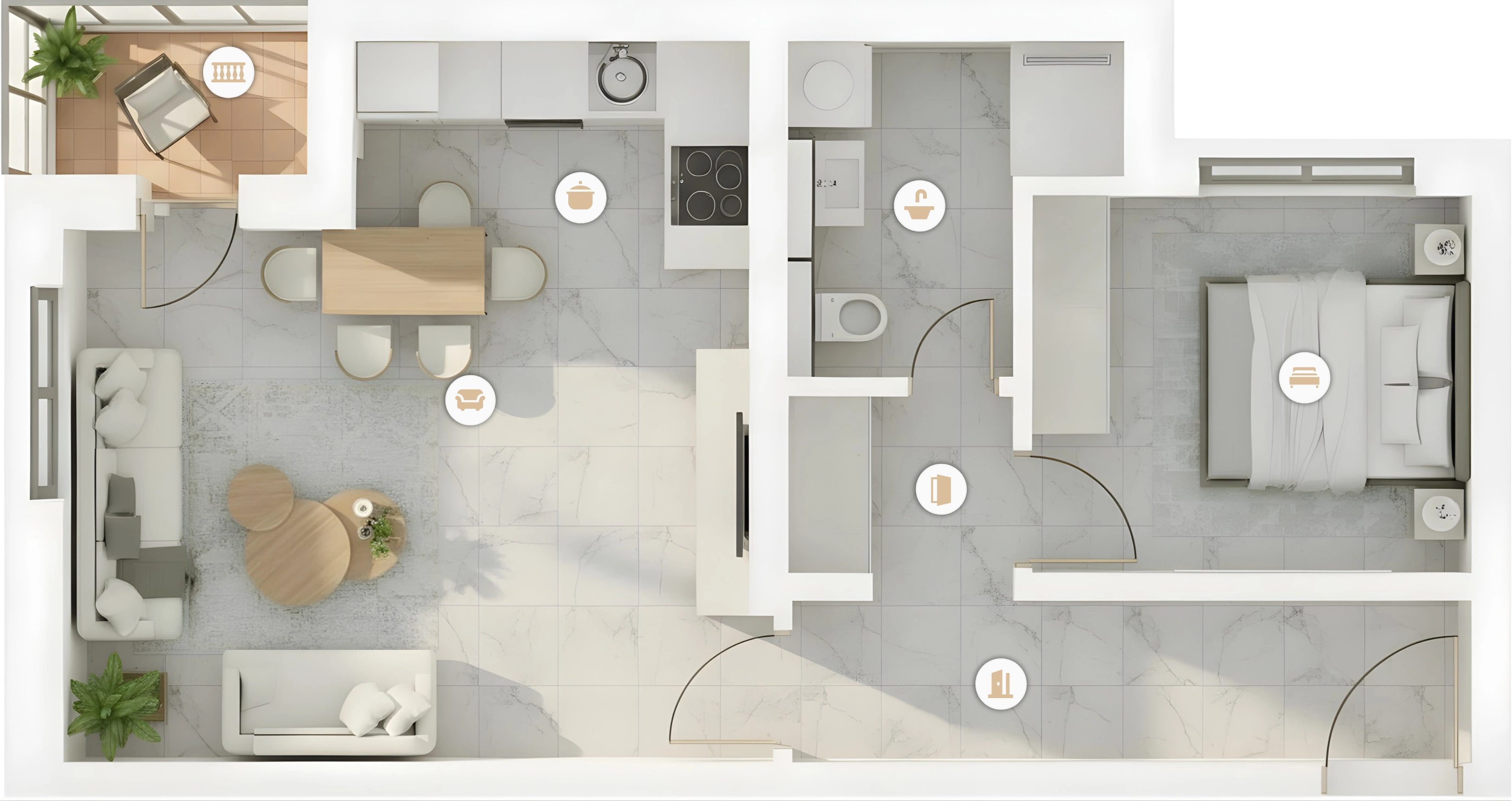 3D render of apartment apartment10 in Inđija, Serbia