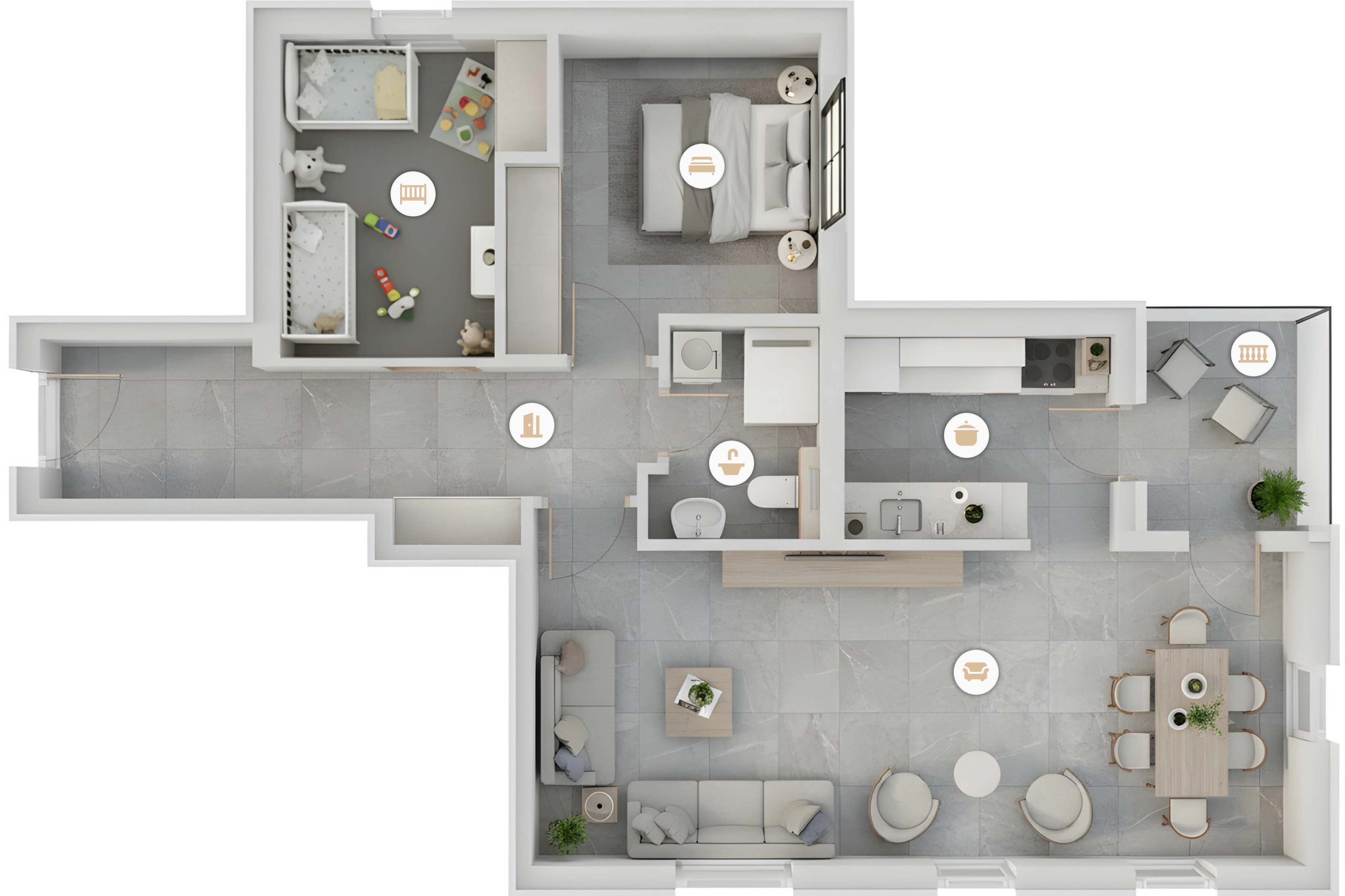 3D render of apartment apartment2 in Inđija, Serbia