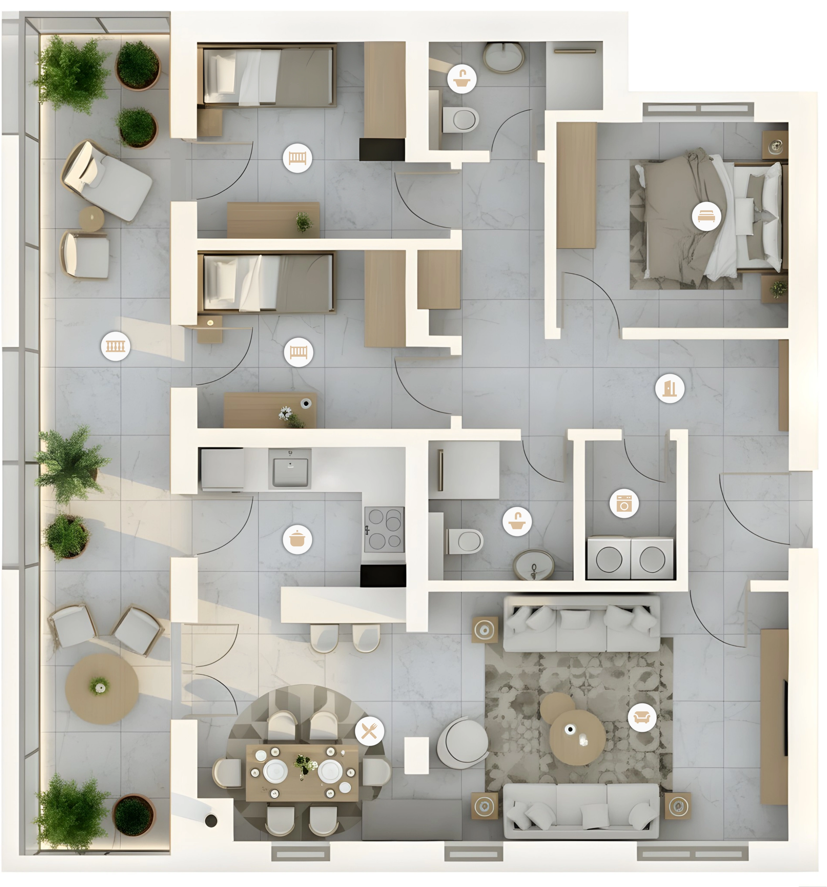 3D render of apartment apartment25 in Inđija, Serbia