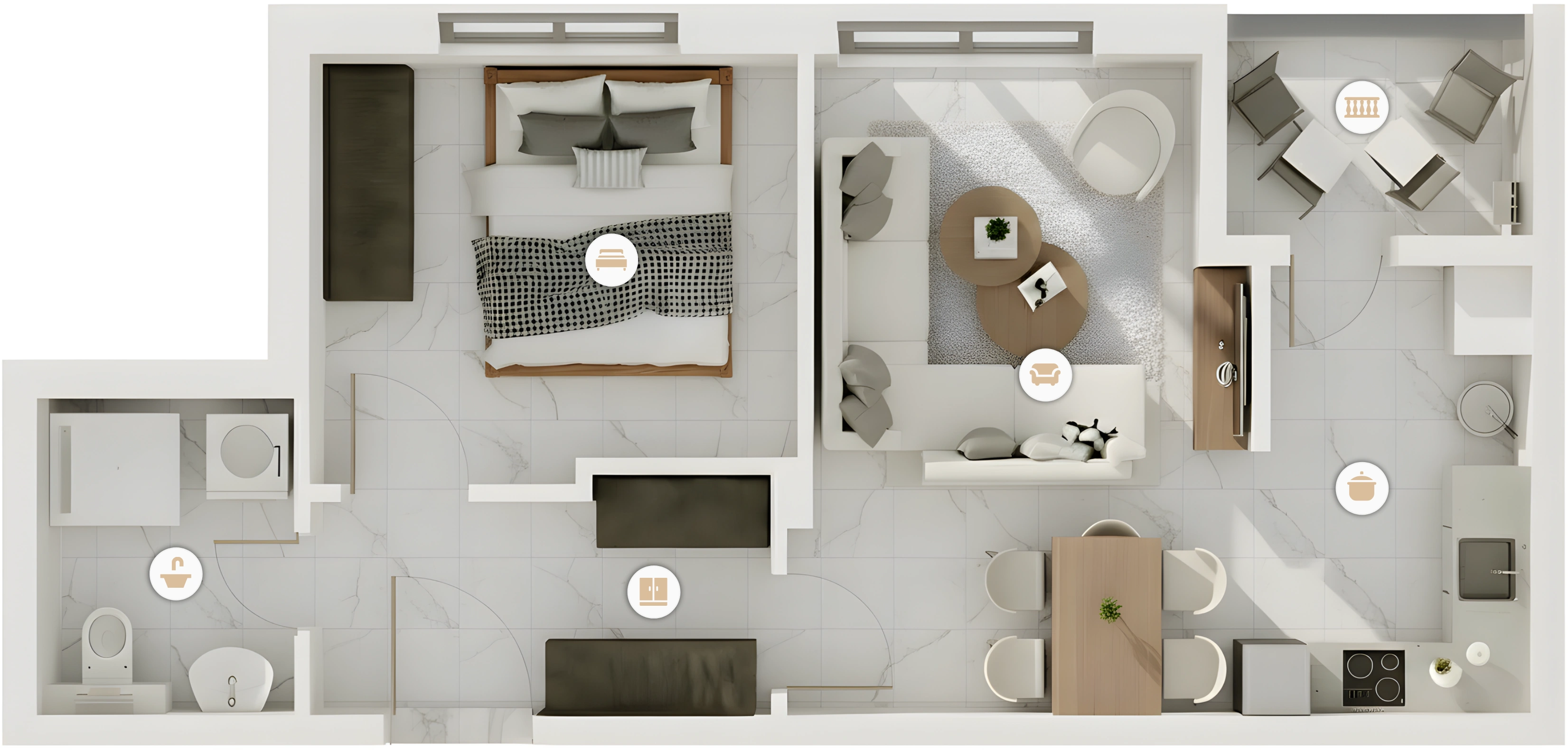 3D render of apartment apartment4 in Inđija, Serbia