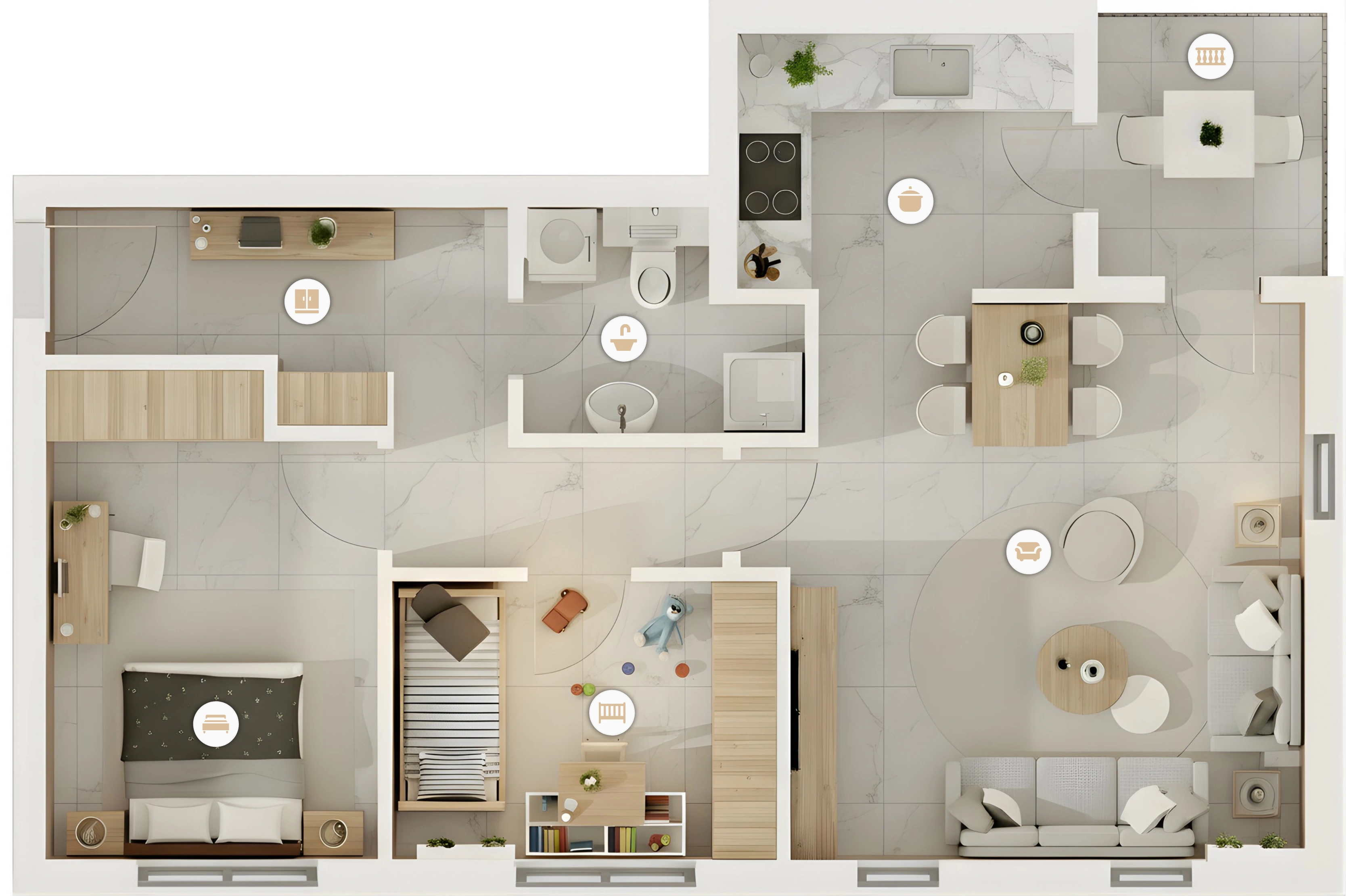 3D render of apartment apartment22 in Inđija, Serbia